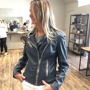 Women's Blue Leather Jacket